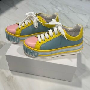 Moschino Pastel Pink Blue Yellow Platform Sneakers